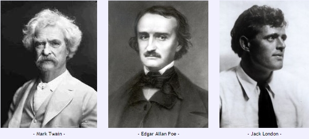 Mark Twain, Edgar Allan Poe et Jack London
